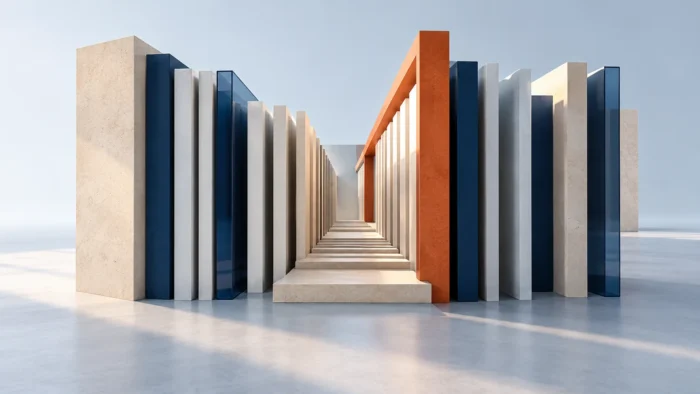 Uporządkowane płyty i otwarty korytarz w architektonicznej kompozycji